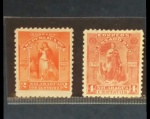 2 SELOS DA NICARÁGUA: 2 CENTAVOS, 1894 (ALEGORIA - VITÓRIA); 4 CENTAVOS, 1899 (ALEGORIA  JUSTIÇA)