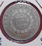 MOEDA 1.000 RÉIS ANO 1856 - PRATA