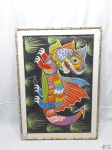 Quadro óleo sobre tela, assinado F. da Silva datado de 1977, com moldura em madeira tipo bambu. Medindo a moldura 73cm x 52cm.