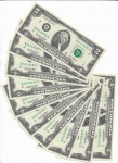 EUA - LOTE COM 10 CEDULAS SEQUENCIADAS - 2 DOLLARS - ANO DE 2003A - LETRA "B" (NEW YORK) - VALOR ESTIMATIVO R$ 300,00 - CONSERVAÇÃO: FE = FLOR DE ESTAMPA