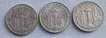 Três moedas de 100 réis, ano 1937, Almirante Tamandaré