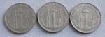 Três moedas de 100 réis, ano 1938, Almirante Tamandaré