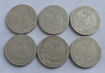 Seis moedas 200 réis, ano 1901 (MCMI)