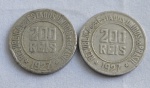 Duas moedas 200 réis, ano 1927