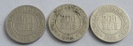 Três moedas de 200 réis, ano 1935