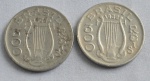 Duas moedas de 300 réis, ano 1938, Carlos Gomes