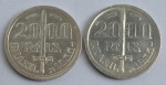 Duas moedas de 2000 réis, em prata, ano 1935, Duque de Caxias, FC