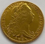 Moeda em ouro (14,3 gr.), 6400 réis, ano 1761, SOB