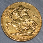 Moeda de ouro (8 gr.), Libra Esterlina, Queen Victoria, ano 1890