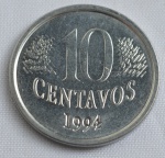 Moeda 10 centavos, ano 1994, Reverso Invertido, Impressão da data transpassada, SOB