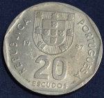 Moeda de Portugal, 20 escudos, ano 1987