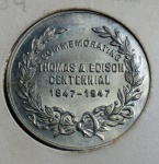 Medalha comemorativa ao Centenário de Thomas Edison, ano 1947