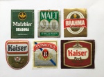 COLECIONISMO - Lote de seis rótulos variados de cerveja.