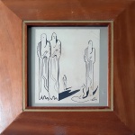 Santa Rosa (1909-1956). COMPOSIÇÃO SURREALISTA. Nanquim sobre papel. 22 x 20 cm (mi); 42 x 42 cm (me). Ricamente emoldurado. Assinado Santa Rosa (cid).