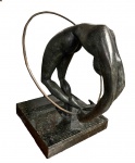 CESCHIATTI Afredo, escultura em bronze cinzelado base em marmore, representado Contorcionista, medindo: 62 cm alt. assinada e com selo de fundição