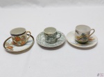 Lote de 3 xícaras de café para colecionador em porcelana, sendo 2 casca de ovo.