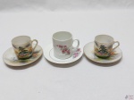 Lote de 3 xícaras de café para colecionador em porcelana, sendo 2 casca de ovo.