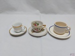 Lote de 3 xícaras de café para colecionador em porcelana diversa.