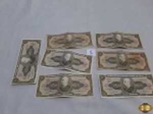 Lote de 7 cédulas de 5 cruzeiros para colecionador.