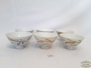 548- Jogo de 6 Cumbucas de Sobremesa Porcelana Real Decorada Trigos Medida:11 cm diametro x 6 cm altura . 1 apresenta pequeno bicado
