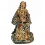 Rara escultura em madeira policromada representando Nossa Senhora. Brasil, Séc. XVIII. Apresenta restauro nas mãos.