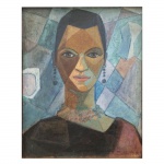 Alberto Teixeira (1925 - 2011). Mulher com colar. Óleo sobre madeira. Assinado, cid, datado de 1953. 49 x 39 cm.