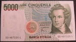 ITÁLIA - CÉDULA - 5000 LIRAS - FE - 1985
