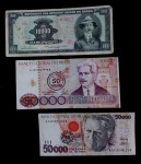 3 CÉDULAS BRASILEIRAS- 10000 CRUZEIROS, 50000 CRUZEIROS, 50000 CRUZEIROS 
