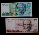 2 CÉDULAS 50 CRUZADOS NOVOS E 200 CRUZADOS NOVOS