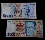 2 CÉDULAS- 1000 CRUZEIROS REAIS E 5000 CRUZEIROS