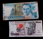 2 CÉDULAS- 5000 CRUZADOS E 50000 CRUZEIROS 