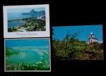 3 POSTAIS-RJ-IGREJA DA GLORIA,LAGOA RODRIGUES DE FREITAS E MONUMENTO AOS PRACINHAS-S USO
