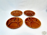 Jogo de 4  pratos para fondue em Ceramica Vitrificada Marrom. Medida: 22 cm diametro.  apresentam pequenos Bicados
