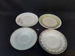 4 pratos diversos sendo 2  fundos  e 2 rasos em porcelana. Medida 22 cm de diametro e 23 cm diametro