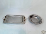 L cmote 2 peças em ao inox, 1 bandeja  com alça e 1 paozeira  rendada. Medida bandeja 33 cm x  18 cm