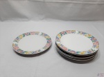 Jogo de 6 pratos de sobremesa em porcelana com estampa floral. Medindo 19,5cm de diâmetro.