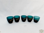 Jogo de 5 copos Cristal Verde para  aperitivo  Medida 6 cm altura x 5,5 cm diametro