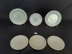 Lote 6 Pratinhos Diversos Opalinados sendo 2 Termo Rey e 4 Colorex. Medidas 2 Sobremesa 14 cm diametro e 4 Pires 11 cm diametro.