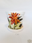 Vaso de Planta em Ceramica Vitrificada Pintada a Mão Floral Tesserti. Medida 16,5 cm x 14,5 cm altura