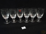 Jogo de 06 Calices de Licor em Cristal reinoso lapidado Folhas. Medida 8 cm altura x 3,5 cm diametro