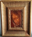 QUADRO - OLEO SOBRE EUCATEX  - ASSINATURA A IDENTIFICAR  -MADONNA - Mede: C/M: 35X29 cm e S/M: 16X11 cm