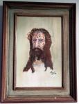 XAVIER O SANTO - Oleo sobre Eucatex - Cristo - Mede : C/M: 70x52 cm e S/M: 50x32 cm