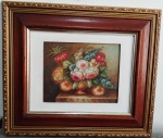 QUADRO - OST - ASSINATURA A IDENTIFICAR  - Vaso de Flor , ricamente emoldurado - Mede: C/M: 48x41 cm e S/M : 24x19 cm