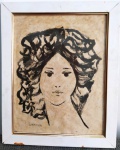 AUGUSTO RODRIGUES - emoldurado com vidro.  Mede: C/M: 36X29 cm e S/M : 30X23 cm