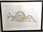 OSCAR NIEMAYER - Igrejinha da Pampulha - BHGravura assinada - emoldurado no vidro - Mede: C/M: 83x63 cm e S/M: 63x35 cm
