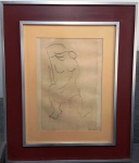 DI CAVALCANTI - Desenho sobre papel - emoldurado no vidro - Mede: C/M:75x62 cm e S/M: 44x31 cm