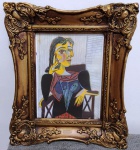 PABLO PICASSO - Quadro reprodução  - ricamente emoldurado com vidro , linda moldura . Adquirido no museu do louvre . Mede: C/M: 41X35 cm e S/M : 26X20 cm