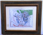 PABLO PICASSO - Fase Erótica -Quadro reprodução   - ricamente emoldurado com vidro , linda moldura . Adquirido no museu do louvre . Mede: C/M: 38X33 cm e S/M : 22X19 cm