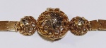 Antiga Pulseria porta relogio em Ouro baixo com 3 brilhantes . Mede: 18 cm