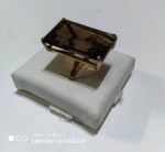 Anel em ouro  baixo com quartzo fumé  - aro 18